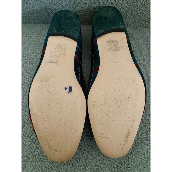 J. Crew Womens Jamie Tartan Plaid Pearl Red Green Embellished Loafer Size 8.5 - Picture 7 of 10